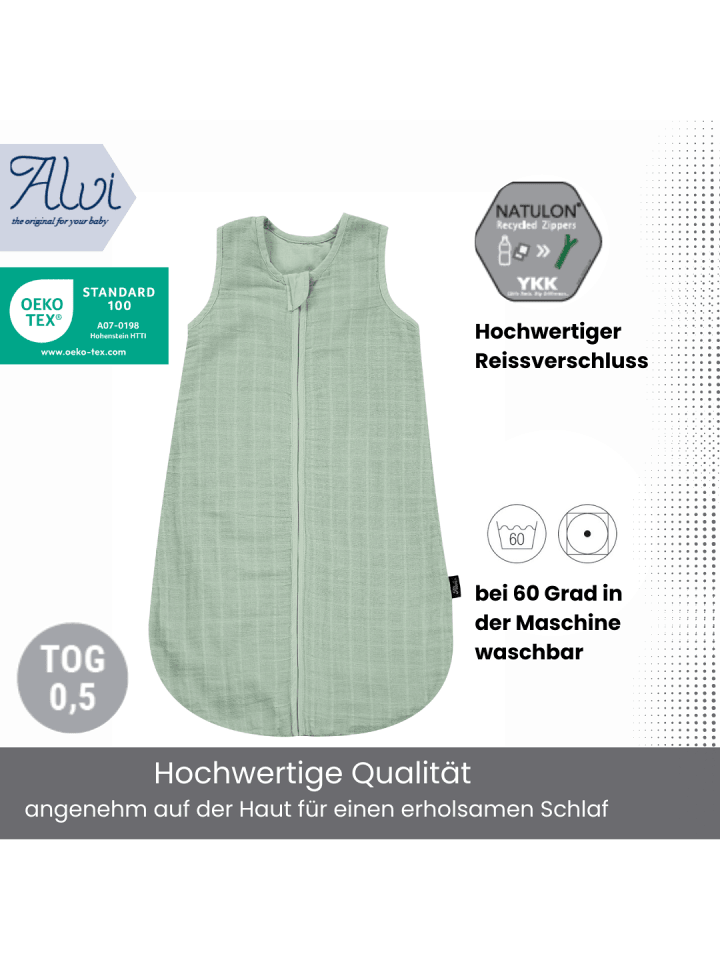 Kinderhaus Blaubär Alvi Mull-Schlafsack TOP in Uni Granite günstig kaufen