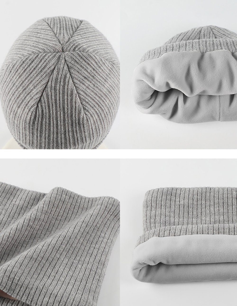 Blusmart Mütze & Schal 3in1 Kinder Wintermütze Schal Handschuhe Set (Winterhandschuh, 3-tlg., Strickmütze) Warmer dreiteiliger Alpaka-Outdoor-Anzug