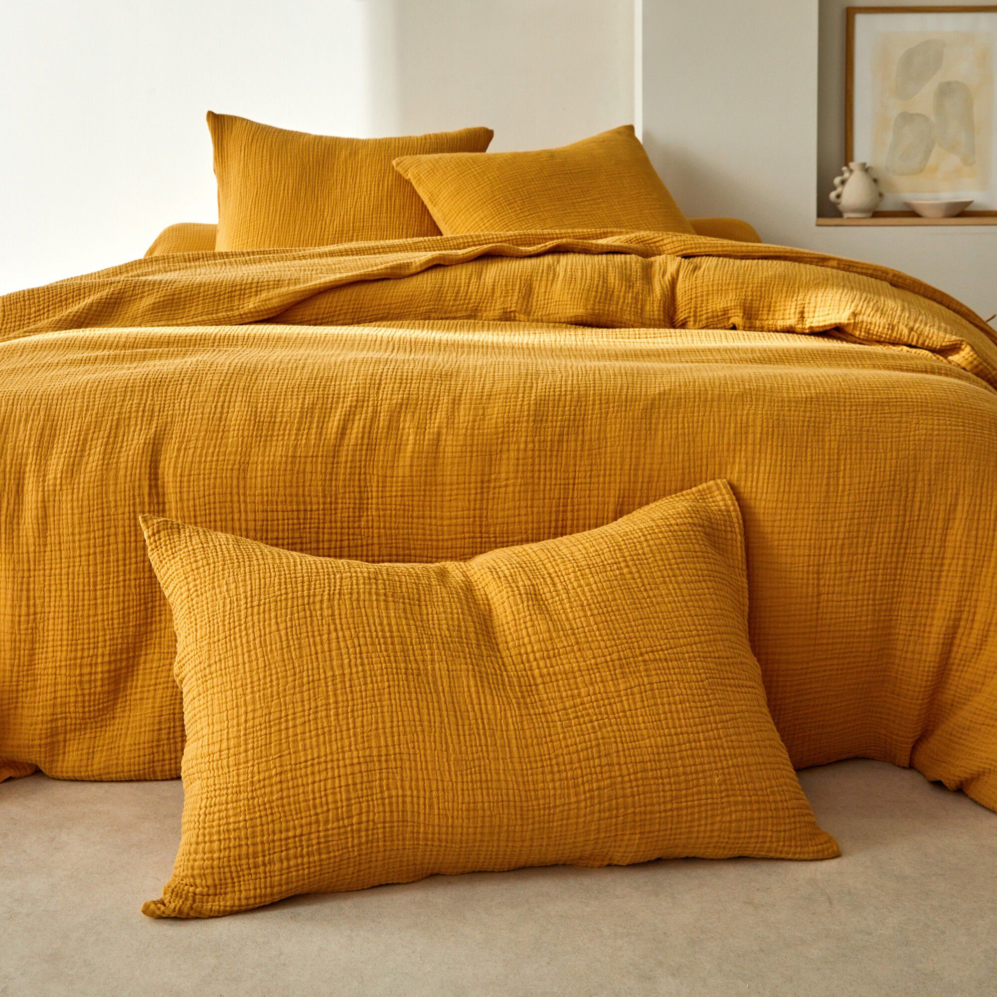 Linge de lit uni en triple gaze de coton