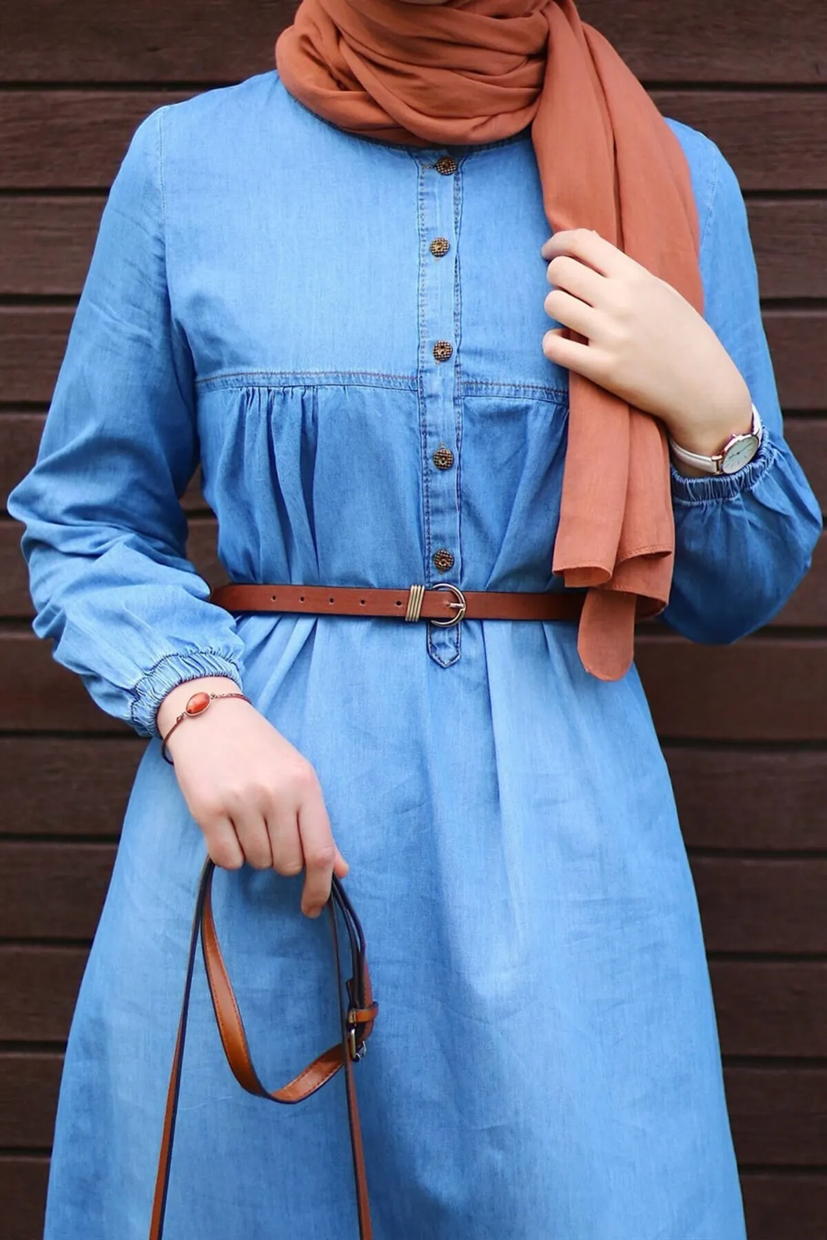 InStyle  Blaues Jeanskleid für Damen mit Robe und Knopfleiste