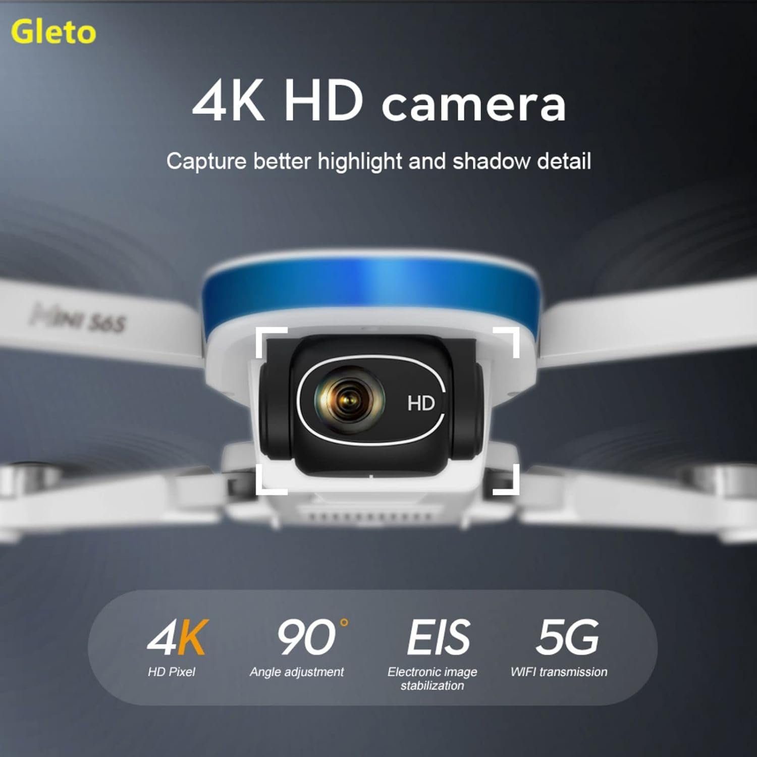 Gleto Drohne (4K, GPS Mit 4K EIS Doppelkamera RC Quadrocopter 5G WiFi FPV GPS Rückkehr)