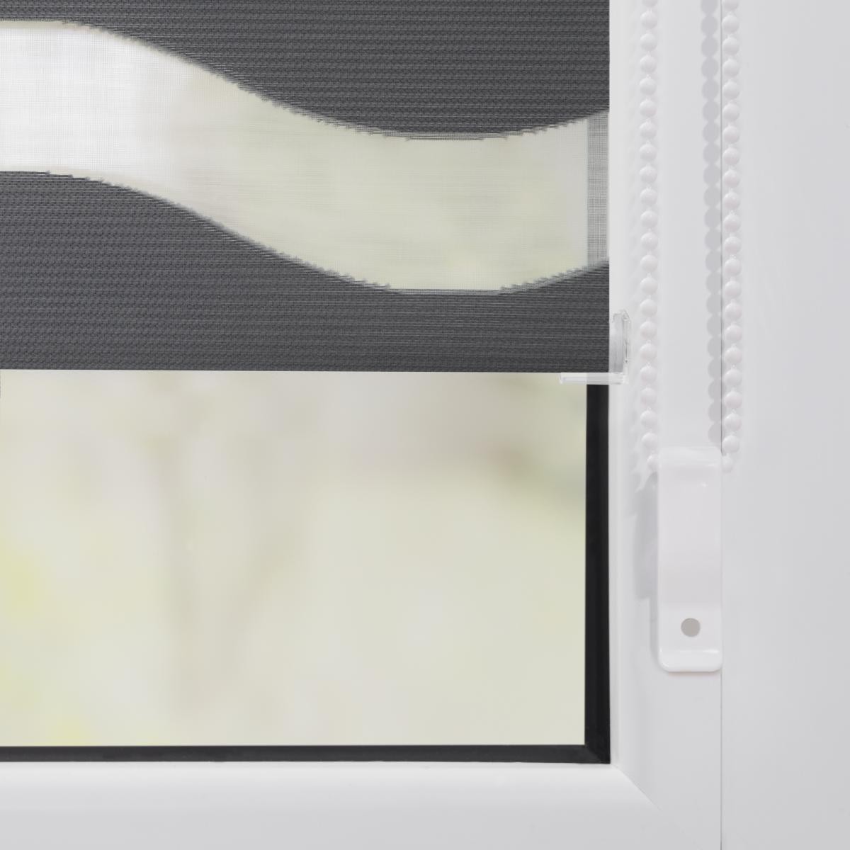 Lichtblick Duo Rollo Welle Klemmfix, ohne Bohren, Anthrazit, 45 cm x 150 cm (B x L)