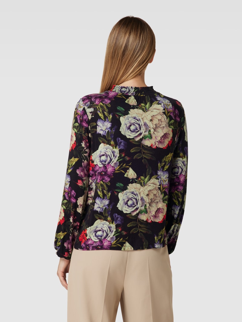 Longsleeve mit Allover-Muster in schwarz