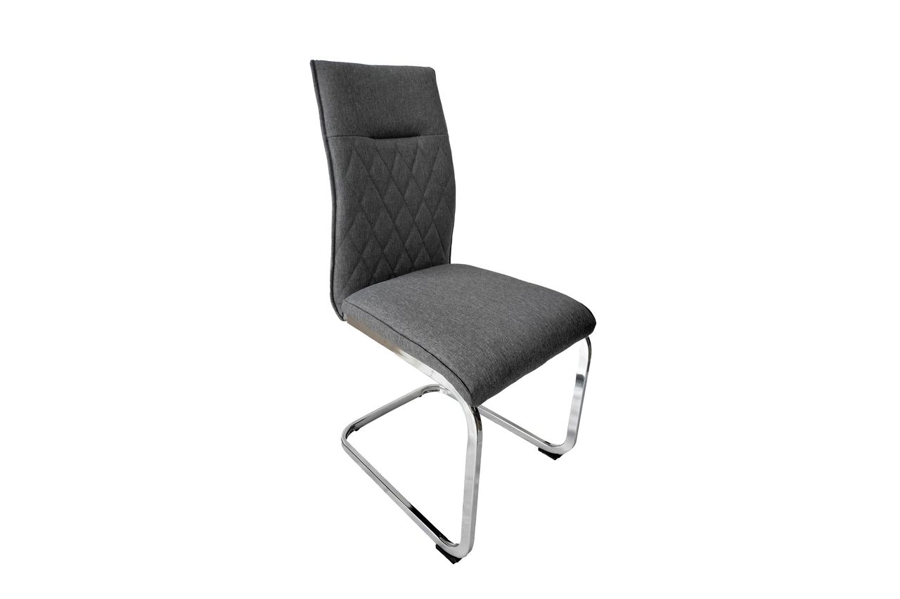 byLiving BELLA Schwinger, 2er-Set, Metall verchromt, Webstoffbezug grau