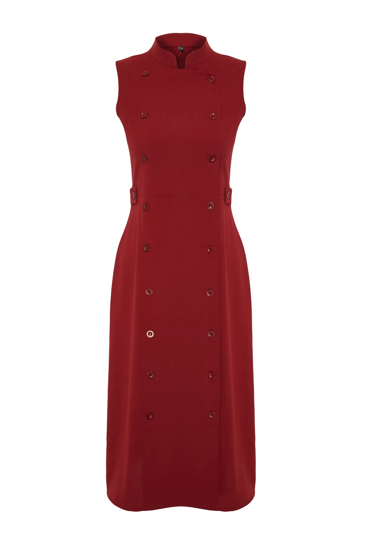 Trendyol Collection  Burgunderrotes gewebtes Kleid mit Knöpfen TWOAW24EL00422