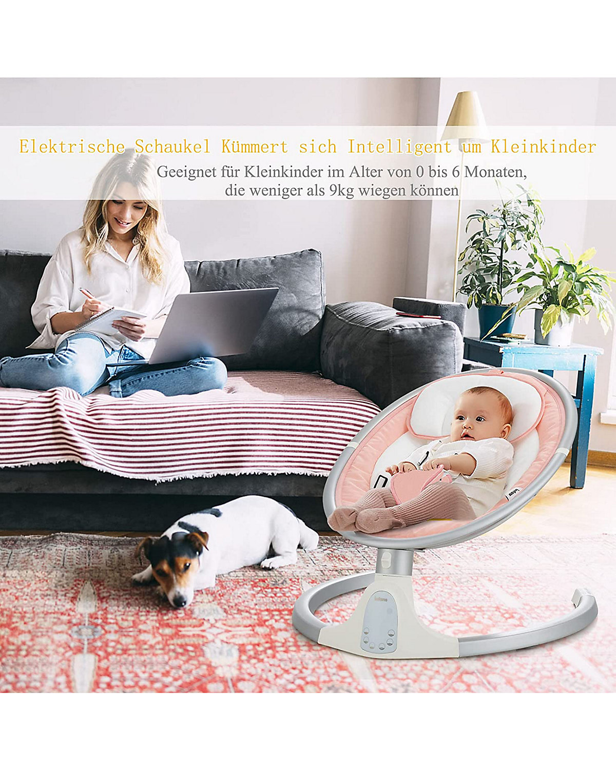 Babywippe 5-fach einstellbar mit Fernbedienung