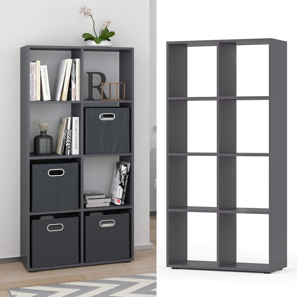 Vicco Raumteiler Bücherregal Standregal SCUTUM 8 Fächer Grau