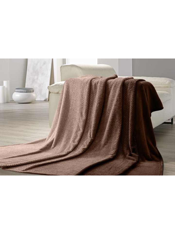 GMD Living Microfaser Kuscheldecke FLANELL-KOMBI in Farbe Braun günstig kaufen 150 x 200 cm