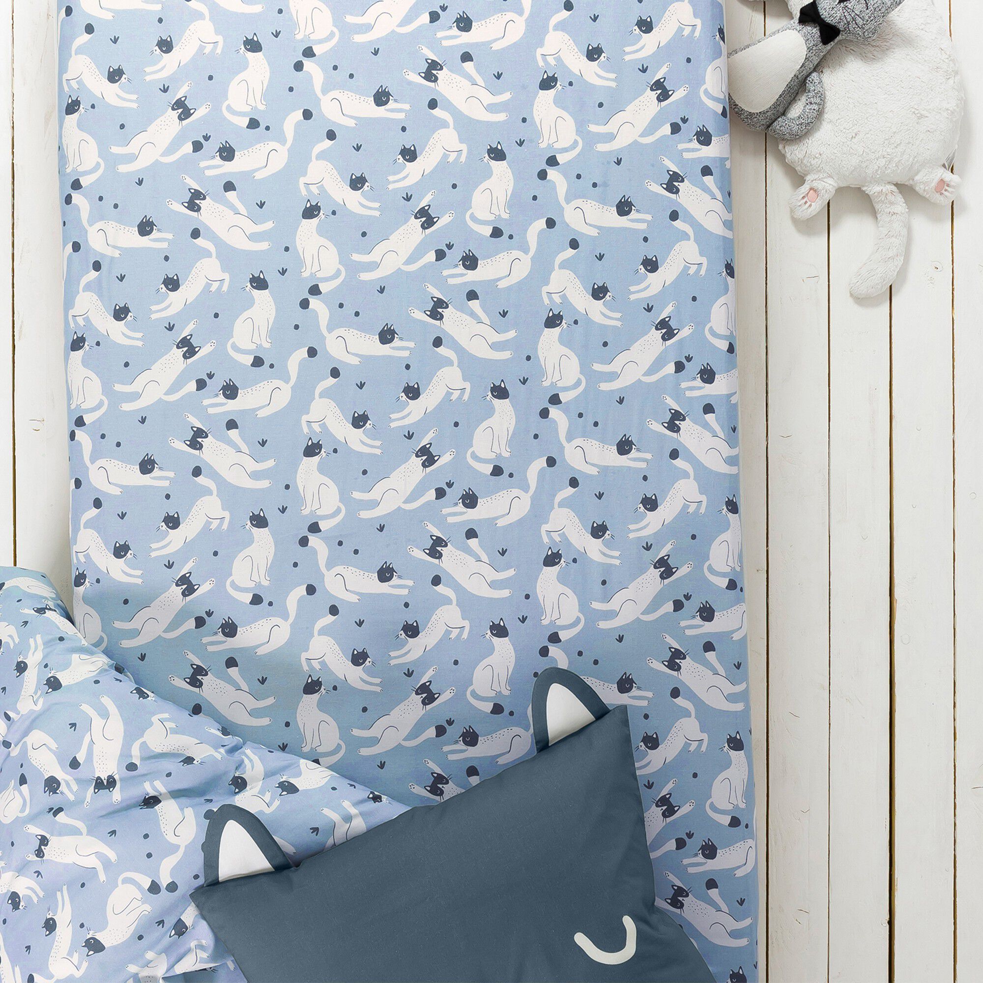 Linge de lit enfant imprimé chats Miaou 1 personne