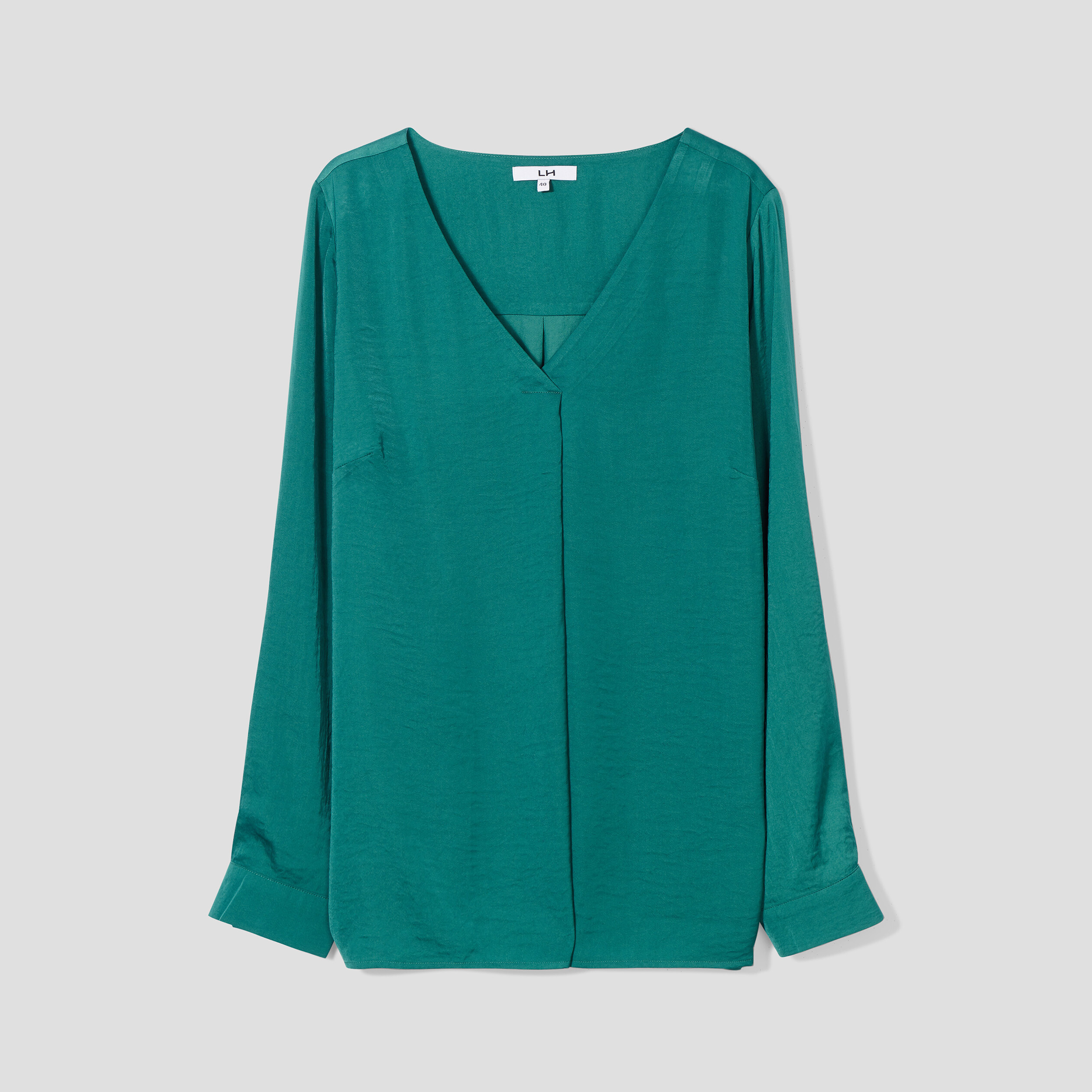 Blouse à revers manches 3 4 vert émeraude femme | La Halle