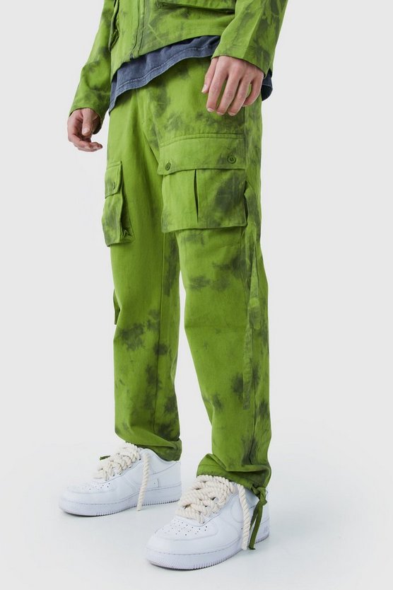 Twill Batik Cargo-Hose mit geradem Bein