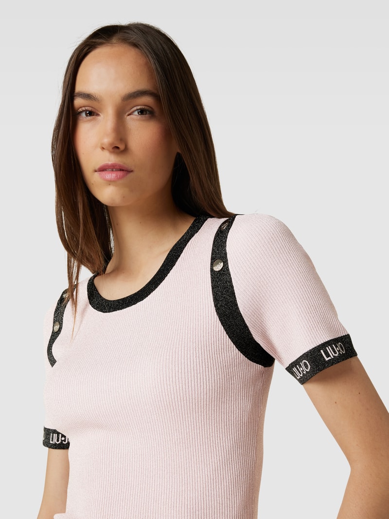 Pullover mit 1/2-Arm aus Effektgarn in rosé