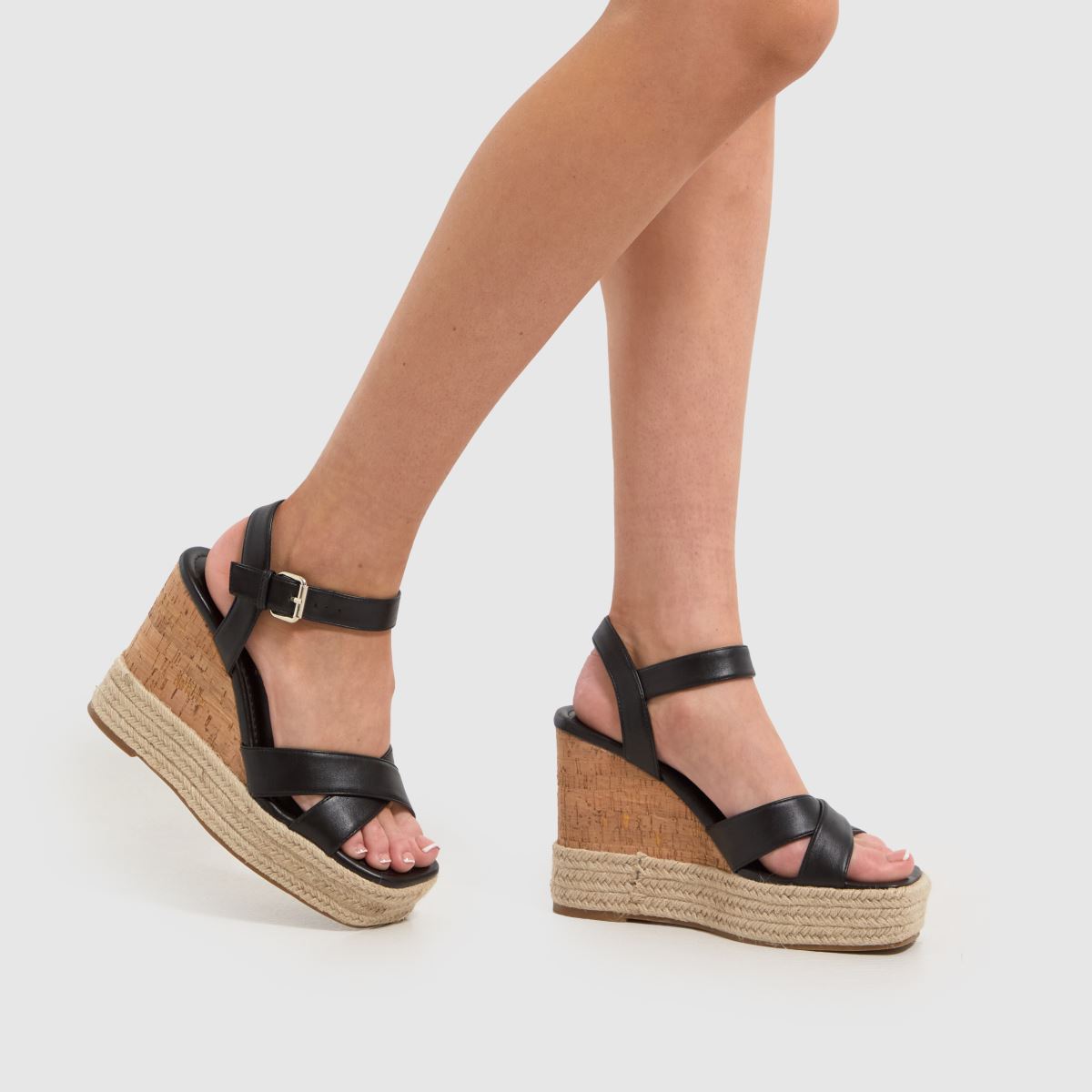 Černé korkové espadrilky na klínku Schuh Valley