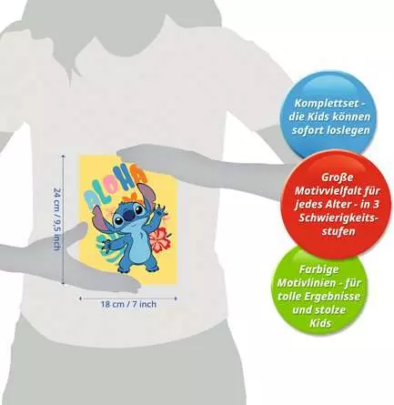 CreArt Disney Stitch - Malen nach Zahlen für Kinder ab 9 Jahren