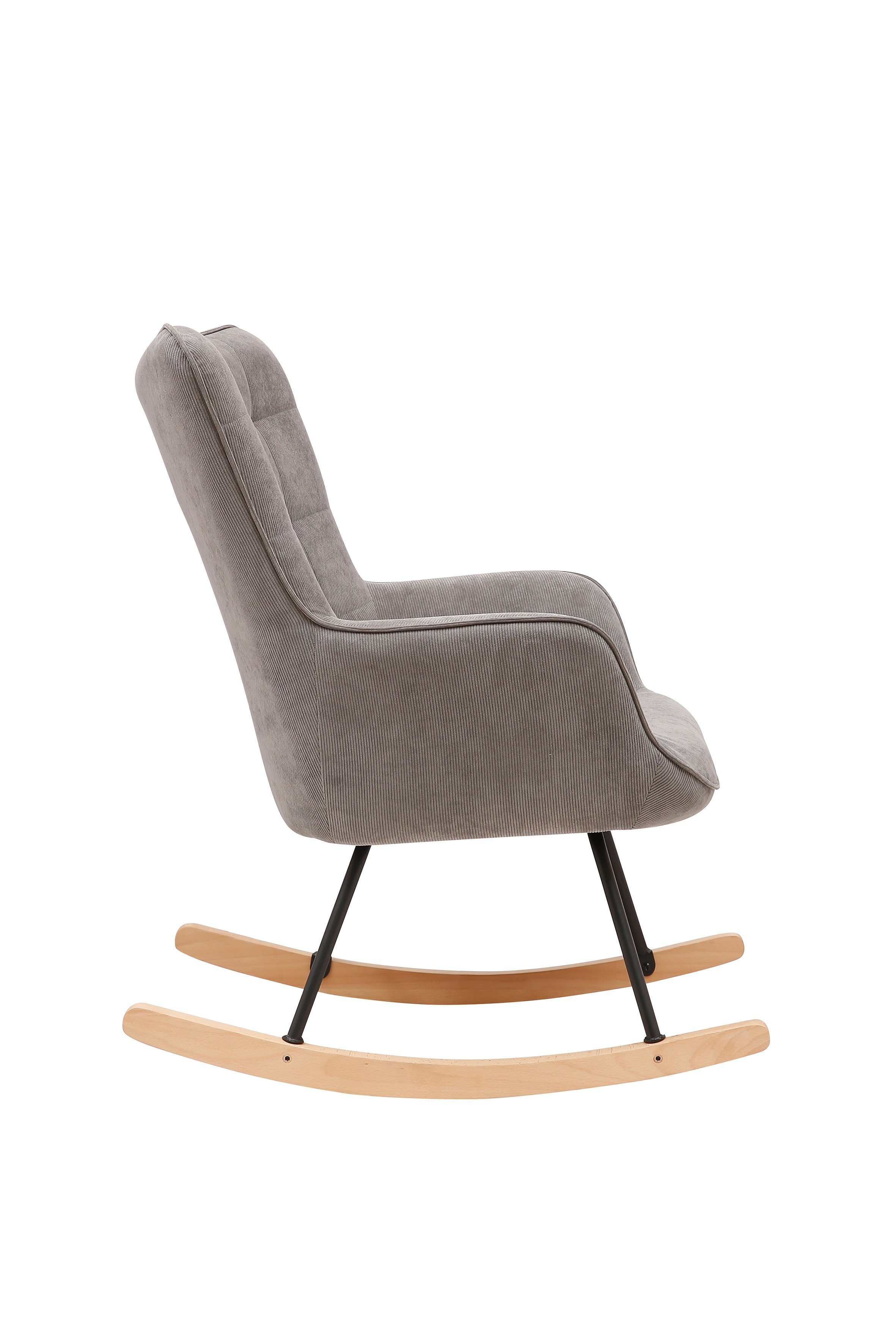 Homexperts Schaukelstuhl ROCKY *, Webstoff Cord Grau, B72xT92xH92cm