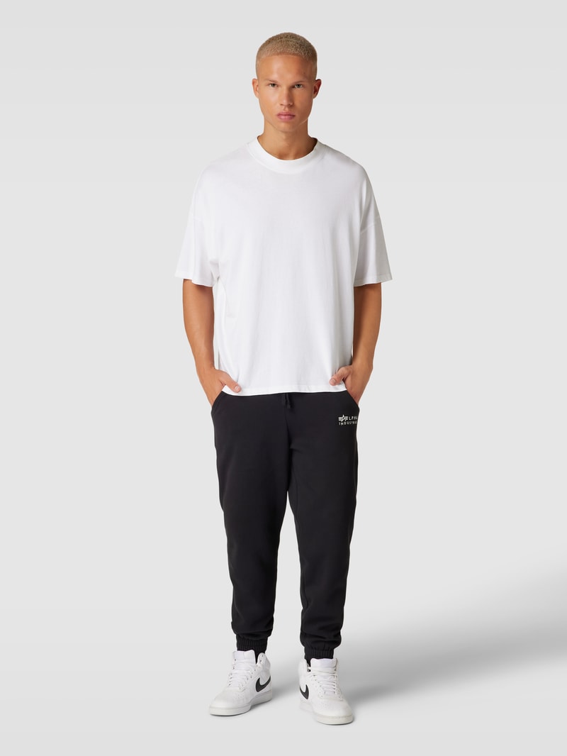 Sweatpants mit Label-Print in schwarz
