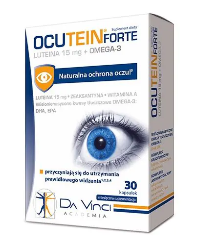 Ocutein Forte, kosttilskud indeholdende ingredienser, der understøtter synet, kapsler