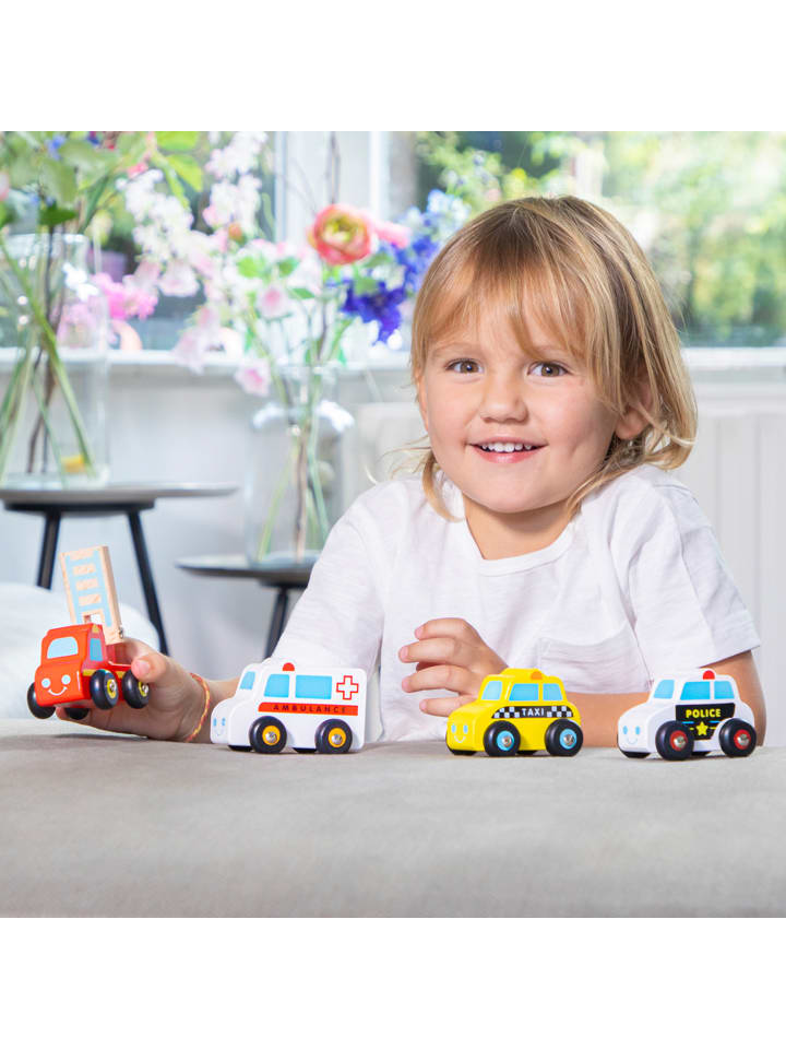 New Classic Toys Minifahrzeuge mit 4 Fahrzeugen Polizei Feuerwehr Krankenwagen Taxi 18 Monate günstig kaufen onesize