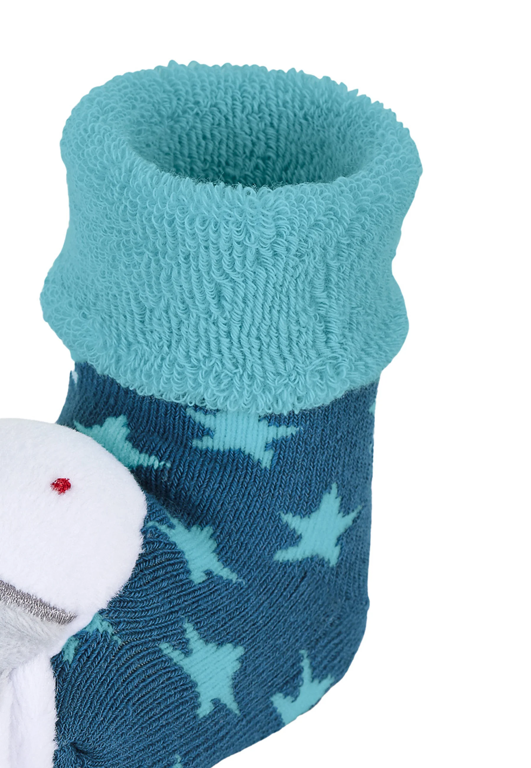Baby-Rasselsocken aus Vollplüsch; Motiv Esel