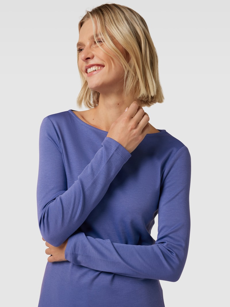 Longsleeve mit U-Boot-Ausschnitt in rauchblau