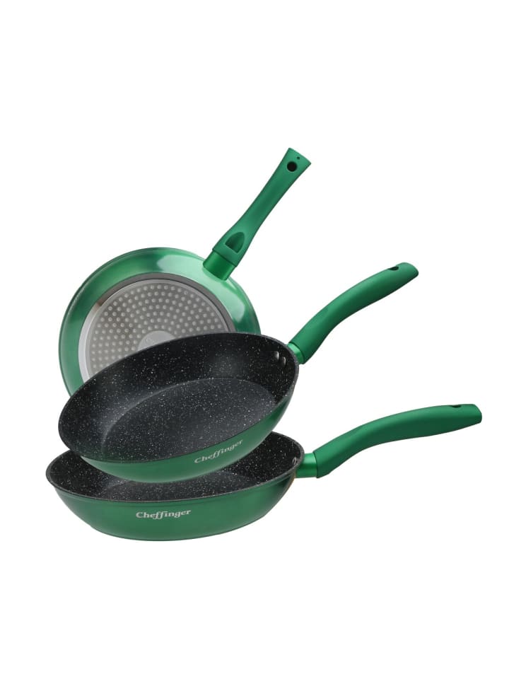 Cheffinger 3tlg Pfannenset Induktion Bratpfanne ø20-24-28cm in Grün günstig kaufen onesize