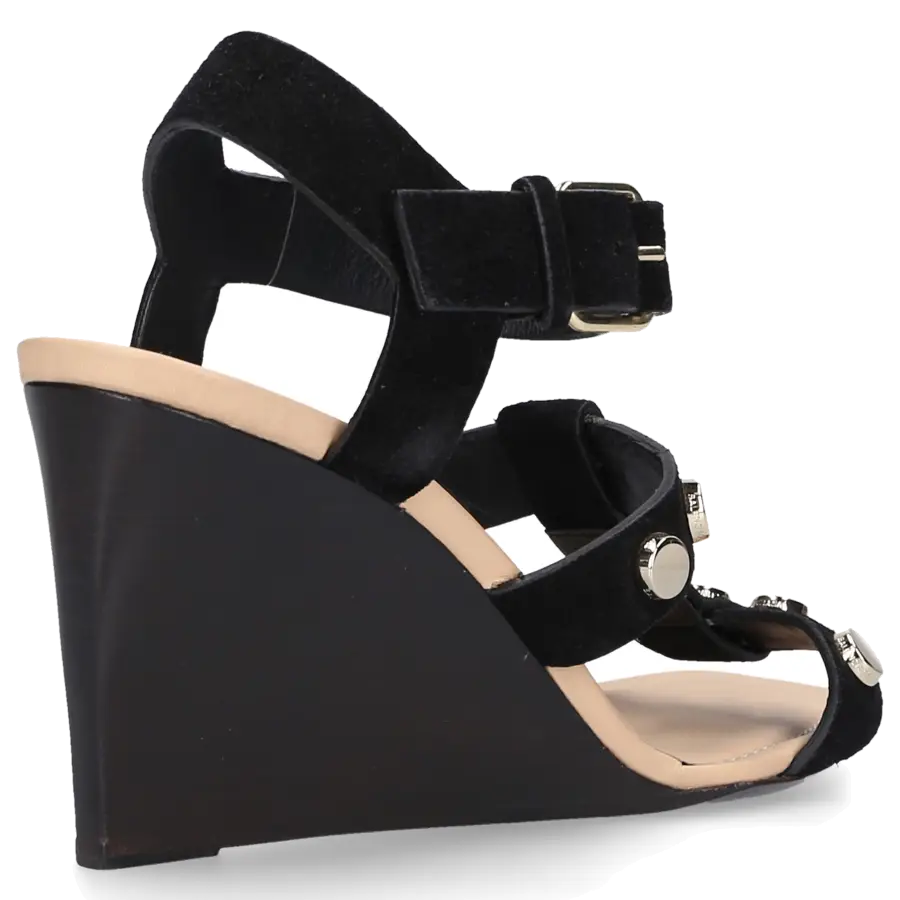 Balenciaga - Sandalen Amp mit Keilabsatz Leder schwarz Nieten - schwarz