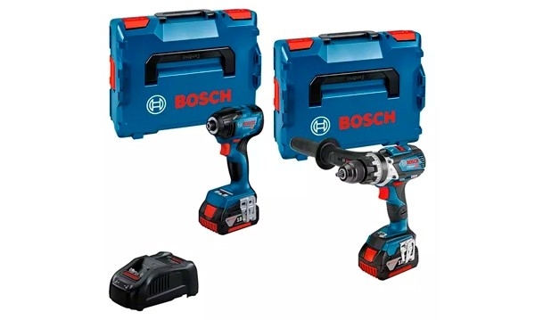 Bosch plava 0615990N2V GSB 18V-110 akumulatorska udarna bušilica + GDR 18V-210 C udarni odvijač 18 V 5,0 Ah Li-Ion u L-BOXX-u