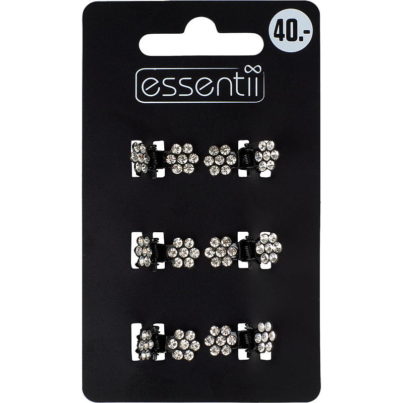 Essentii Hårlus 6 stk sort m/strass