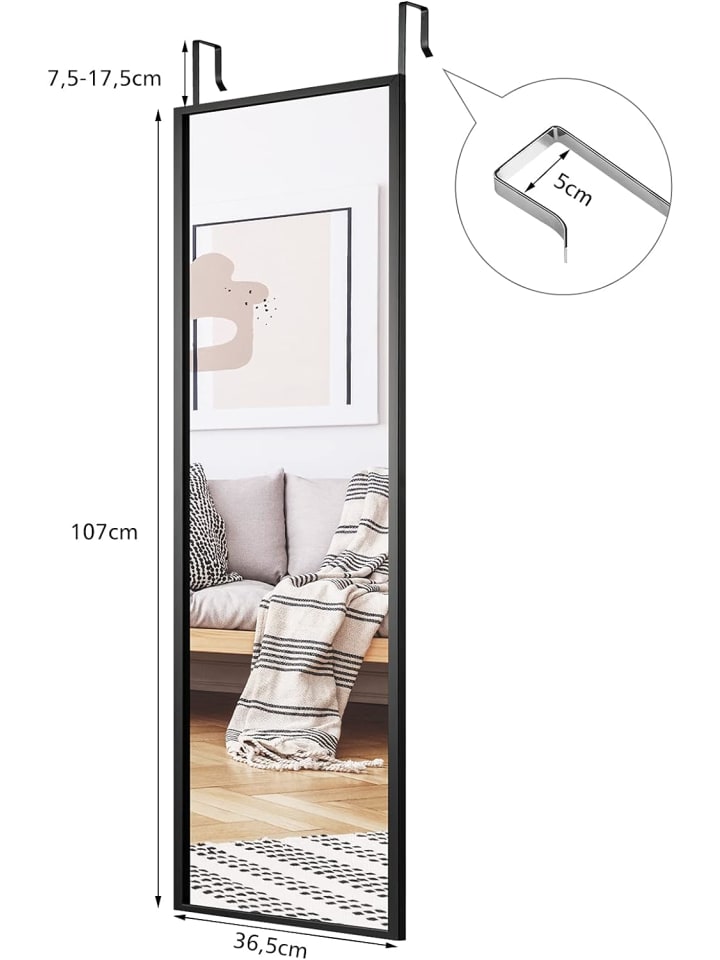 COSTWAY Wandspiegel 107x36,5cm in Schwarz günstig kaufen onesize