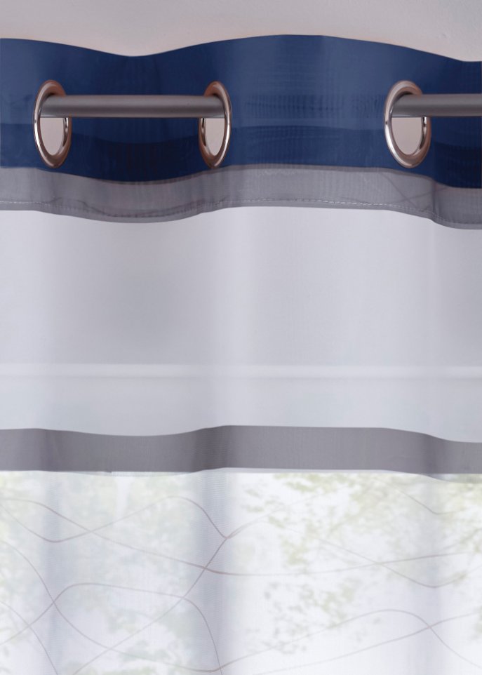 Transparente Gardine mit Querstreifen Druck (1er Pack)