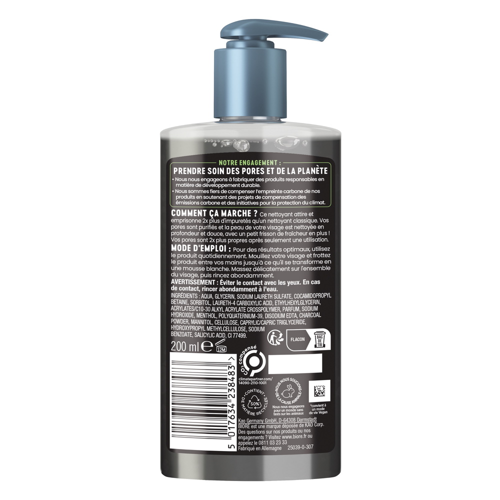 bioré Gel Nettoyant en Profondeur au Charbon Nettoyant visage