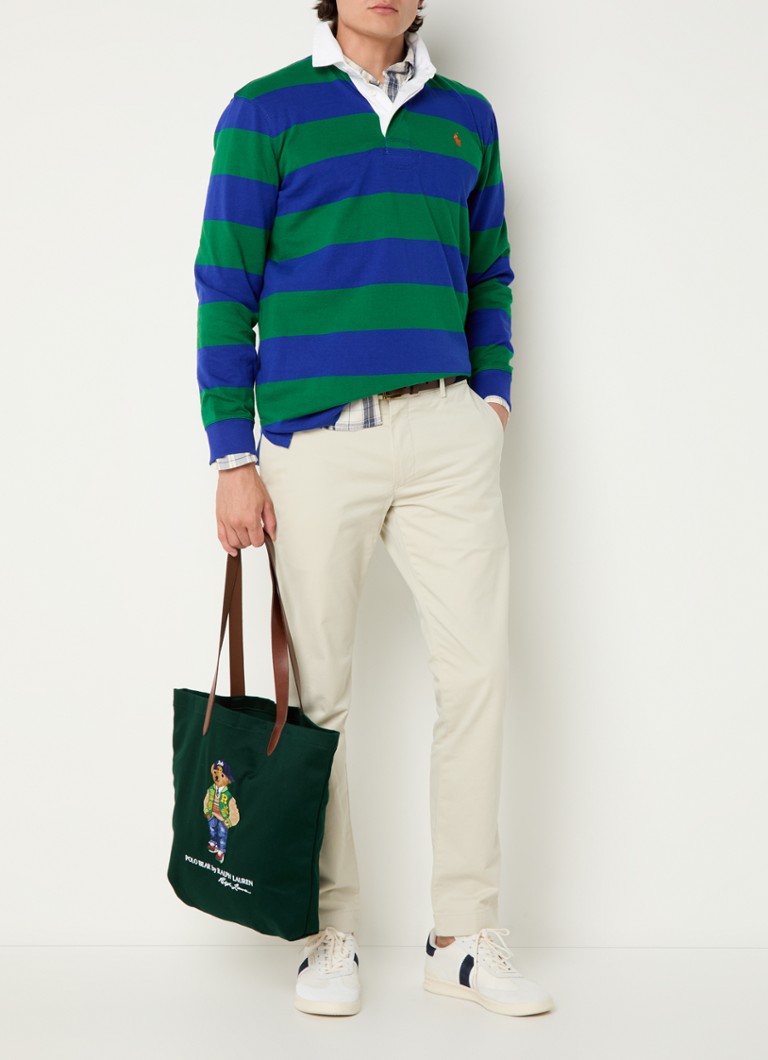 Polo Ralph Lauren de corte regular com estampa de logotipo e listras.