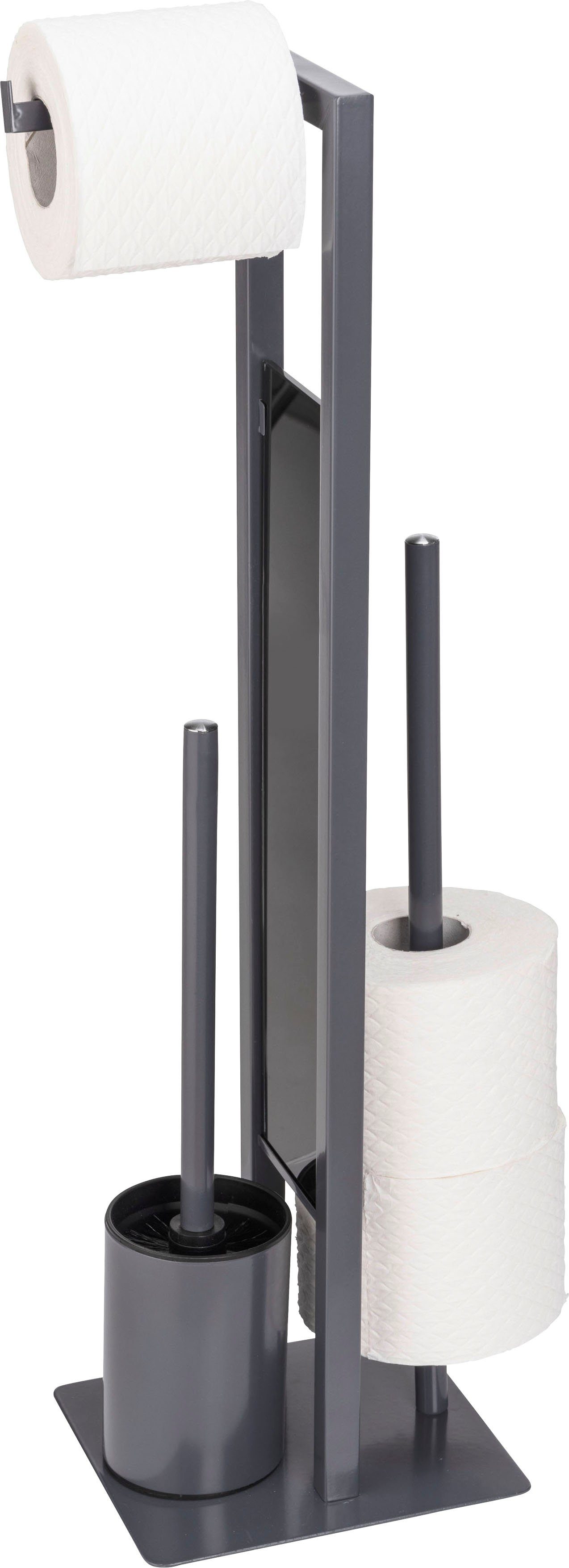 WENKO WC-Garnitur Rivalta, grau, Platte aus Sicherheitsglas