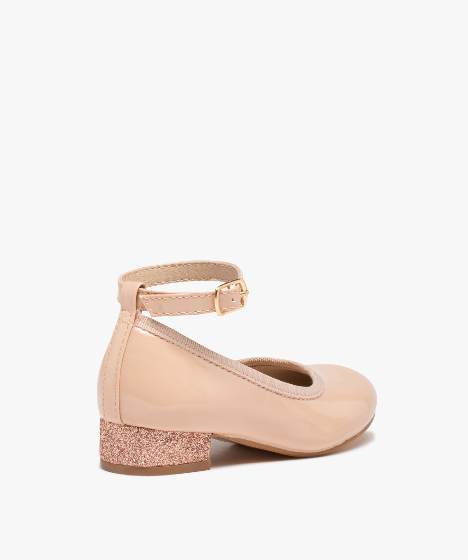 Ballerines fille vernies à talon et bride cheville beige | GEMO