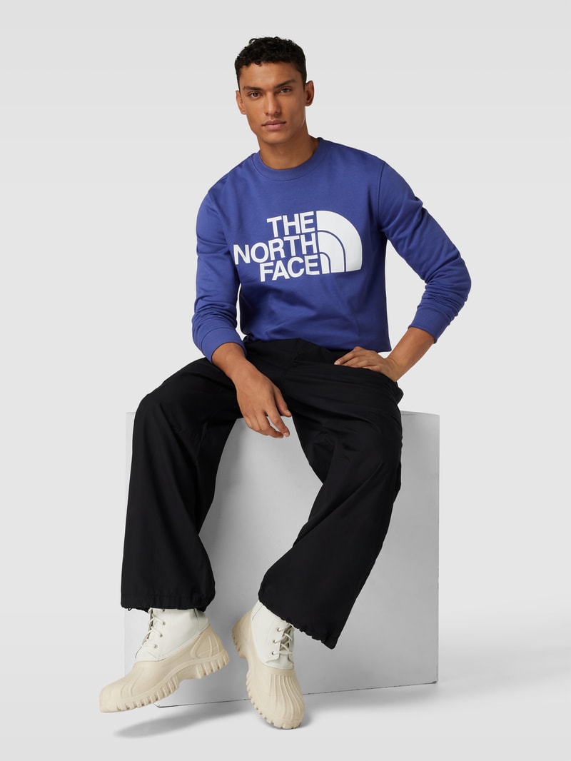 Sweatshirt mit Label-Print und Rundhalsausschnitt in blau
