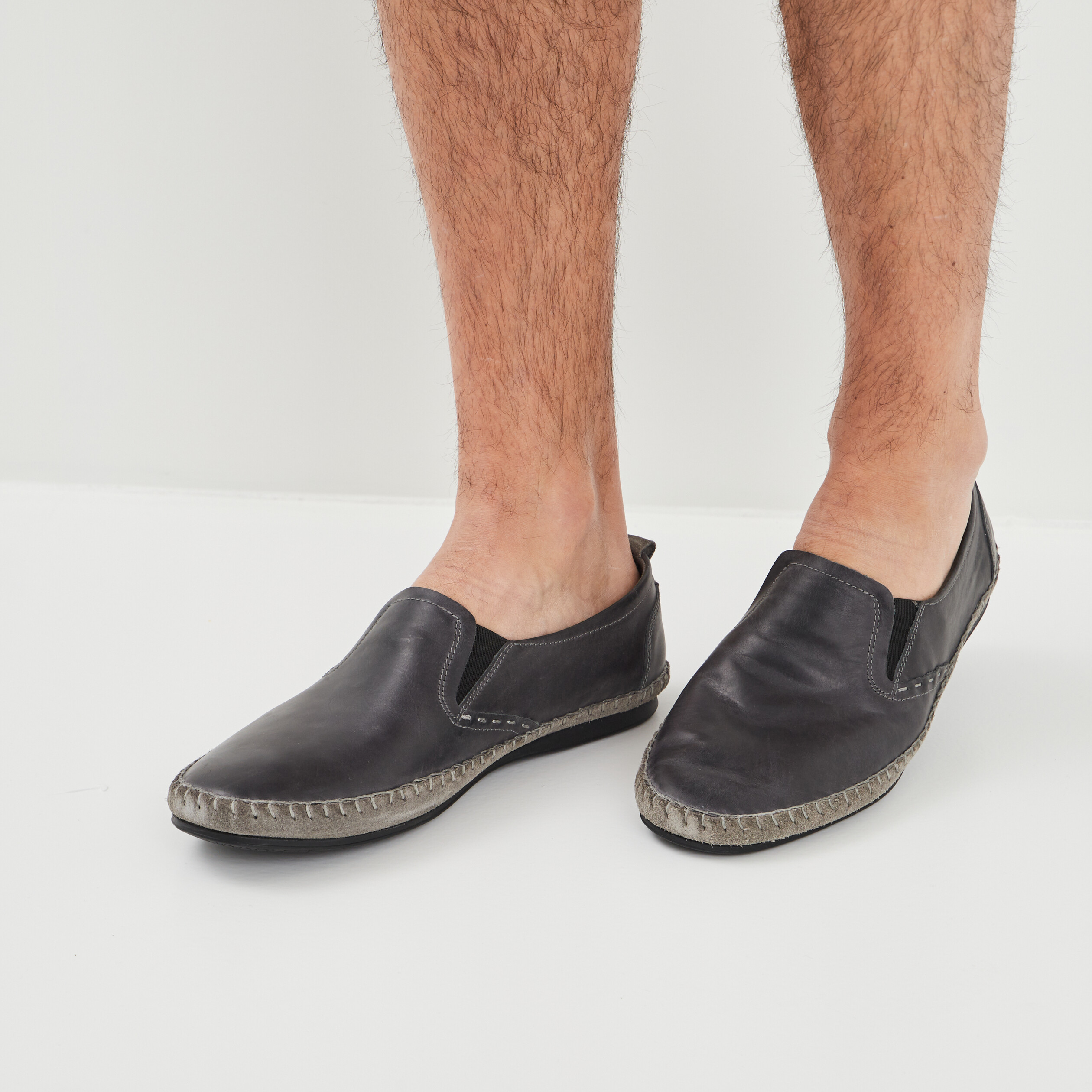 Loafers en cuir Walking gris homme | La Halle