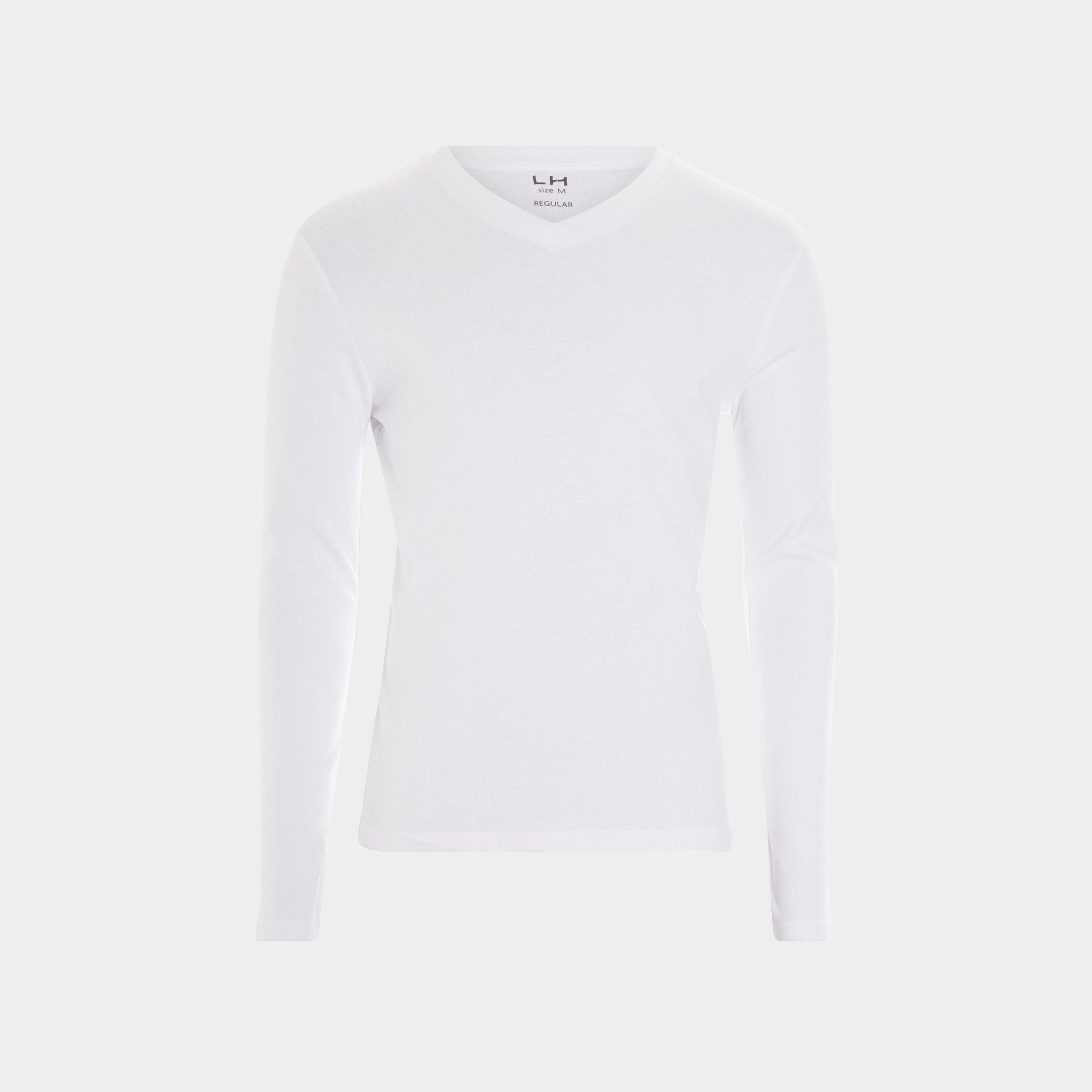 T-shirt manches longues col V blanc homme | La Halle
