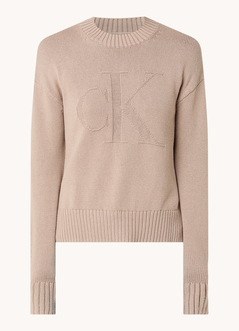 Maglione Calvin Klein a maglia grossa in misto lana con logo lavorato a maglia