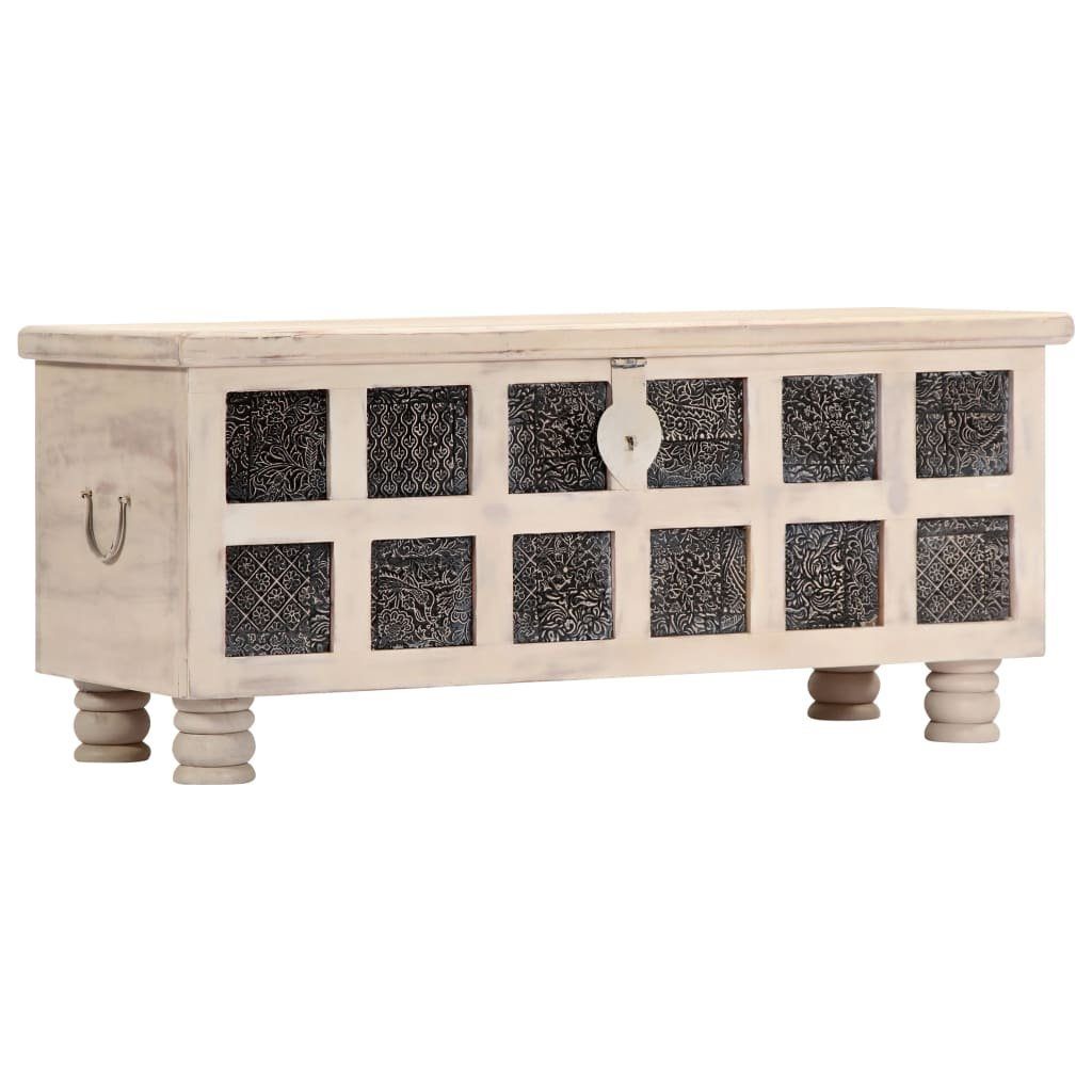 vidaXL Aufbewahrungsbox Aufbewahrungstruhe Weiß 110 x 40 x 45 cm Massivholz Akazie