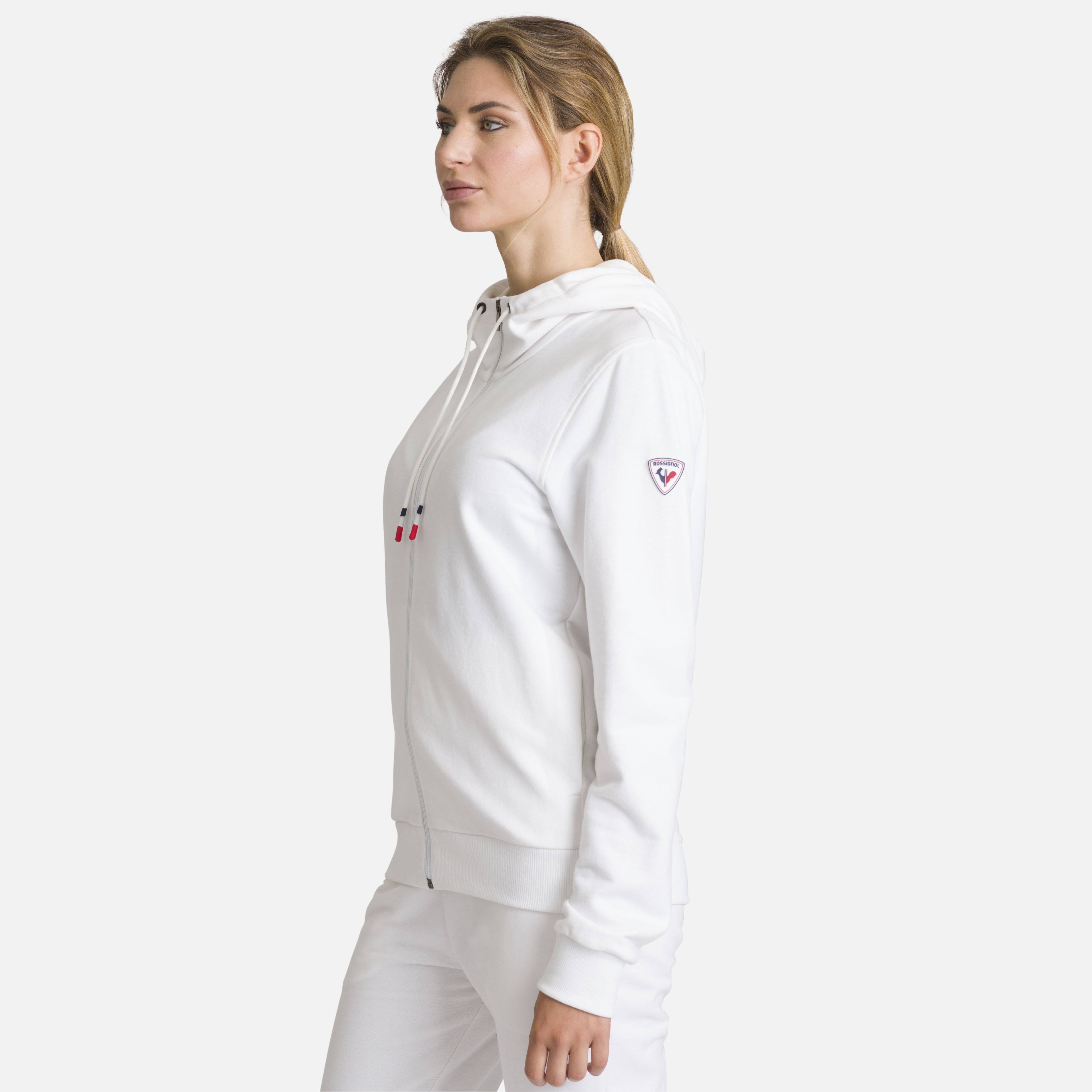 Sweat en coton à capuche zippé Logo Femme
