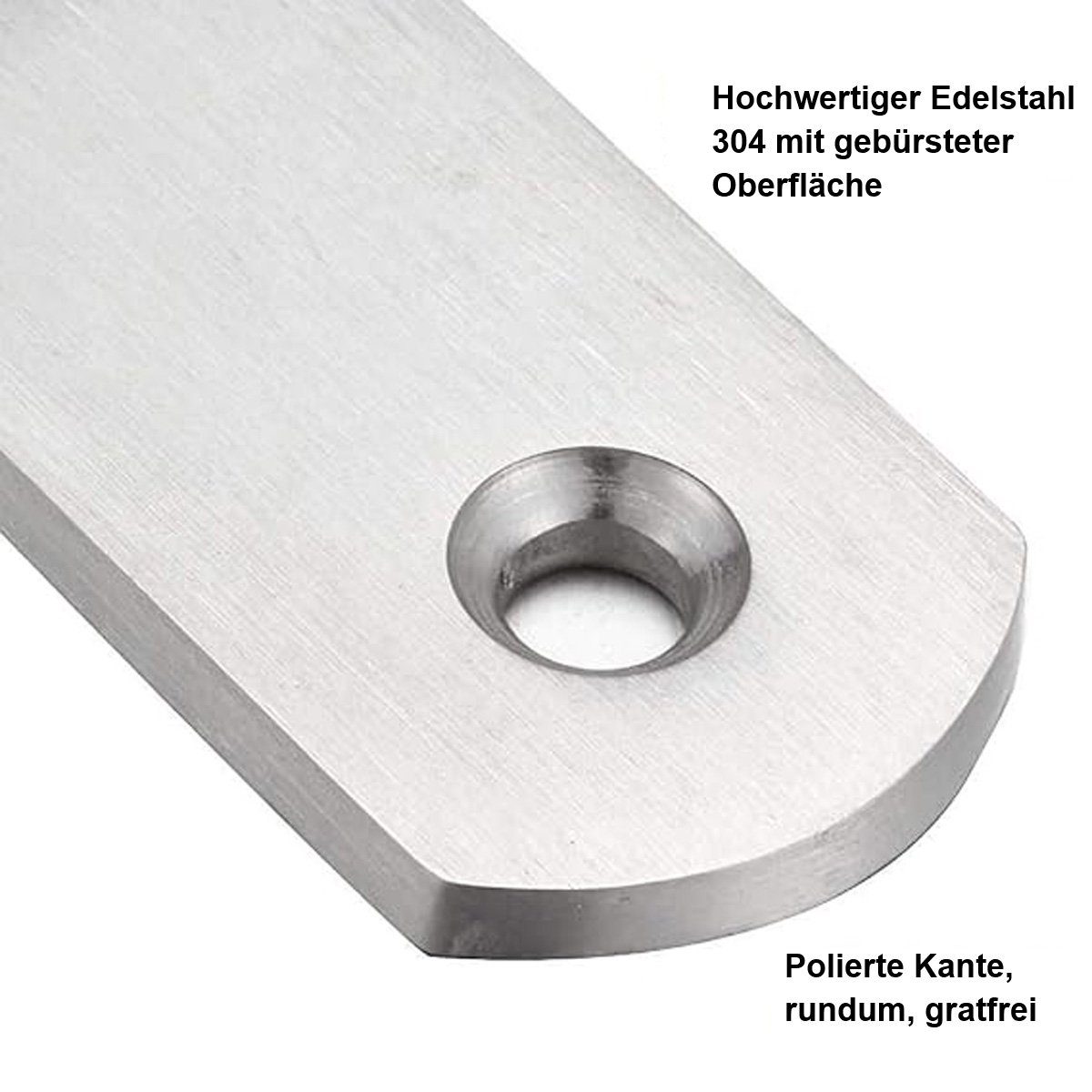 götäzer Winkelverbinder Flachsteckverbinder 8er-Pack Robuste Flachsteckverbinder aus Edelstahl, (1-St), 160 x 20 mm Anschlussplatte Lochblech mit Schrauben
