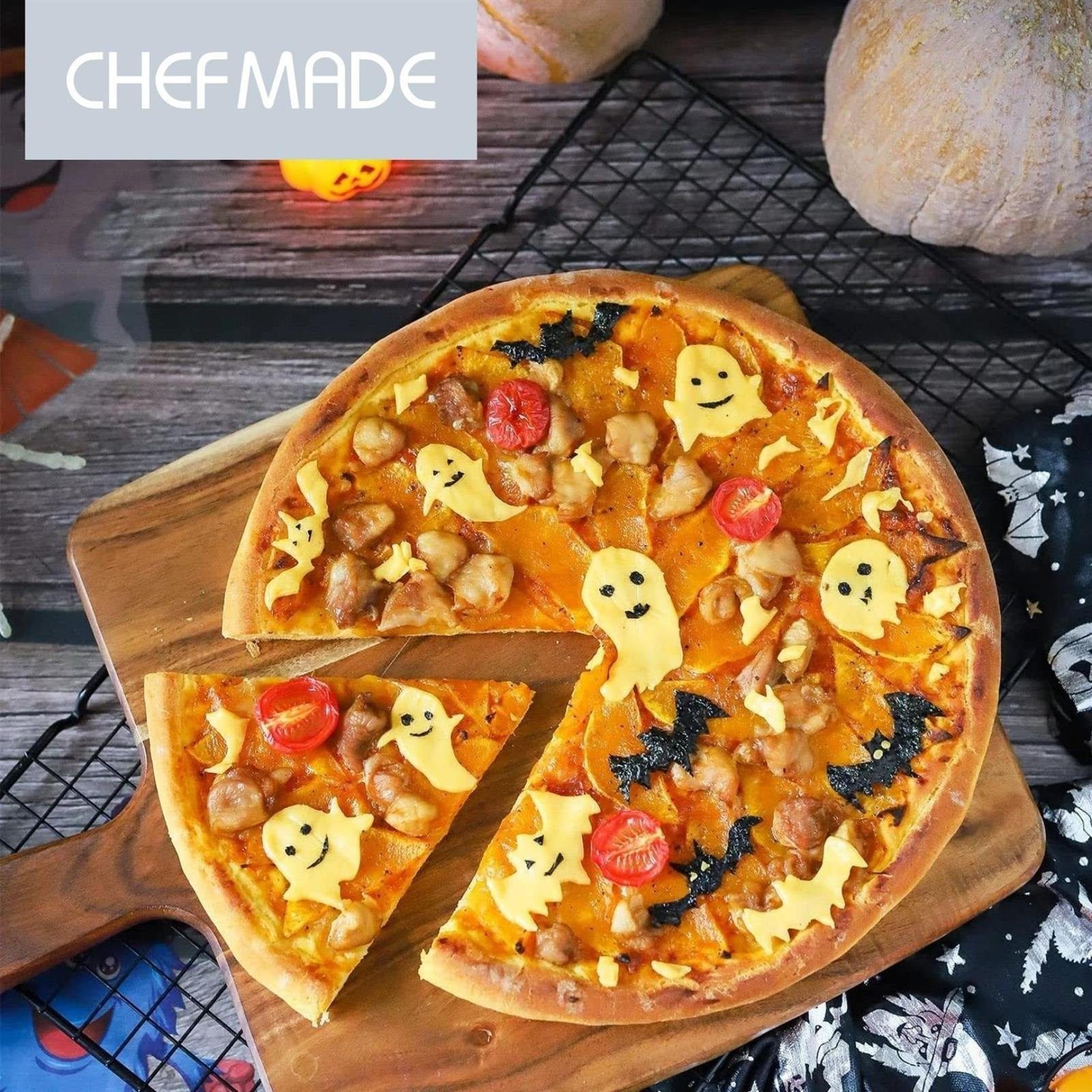 Chefmade Pizzablech Backblech, Karbonstahl, (CHEFMADE, 20cm Pizzablech rund, 219x25mm, Champagnergold, antihaft- & silikonbeschichtet, Pizzaform, Kuchenblech, Tarteform, Quicheform, Ofenblech, Karbonstahl, 1-St., Premium), Pizzablech - Pizzablech Run