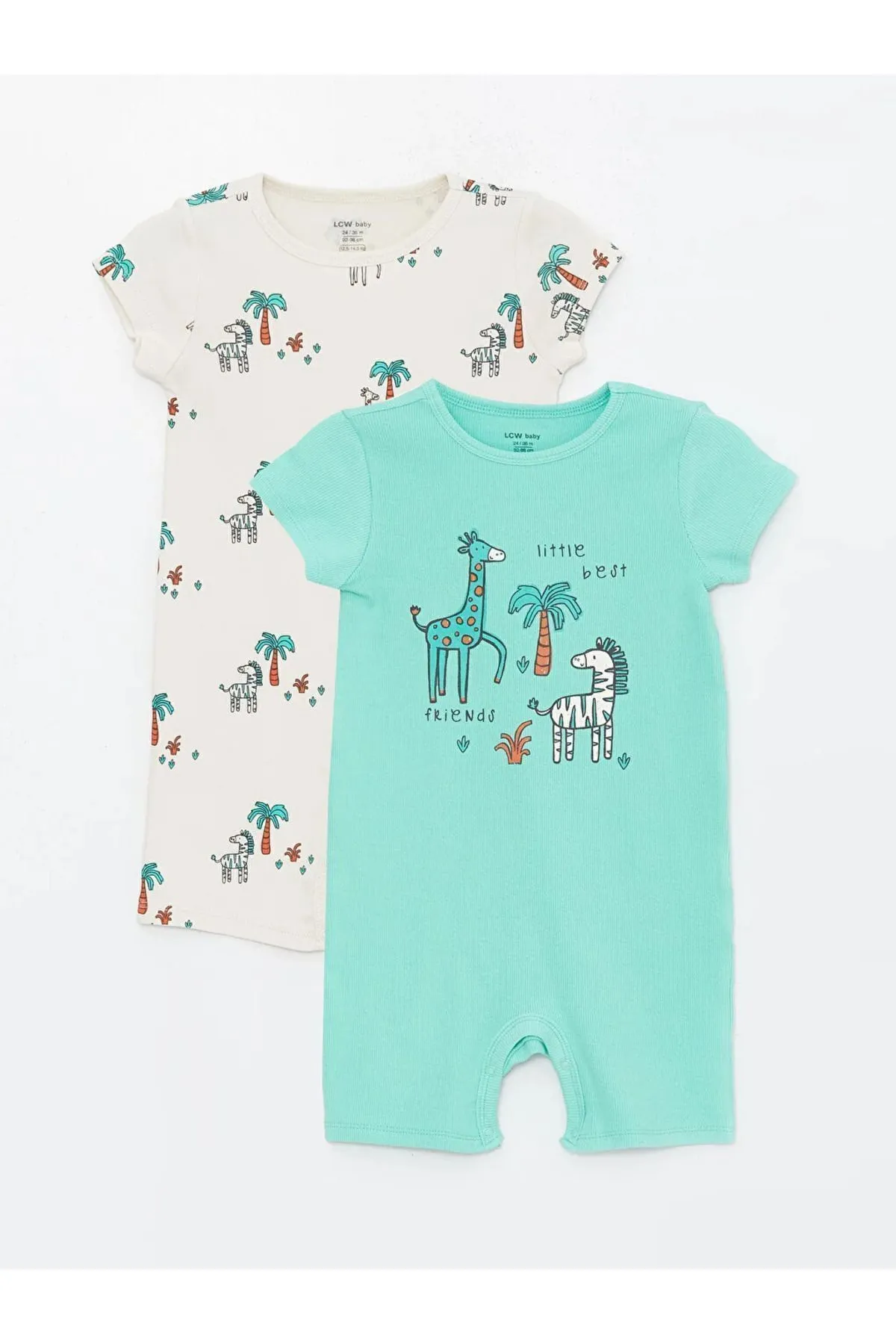 LC Waikiki  LCW Baby Jungen-Overall aus Baumwolle mit Rundhalsausschnitt und kurzen Ärmeln, 2-teilig