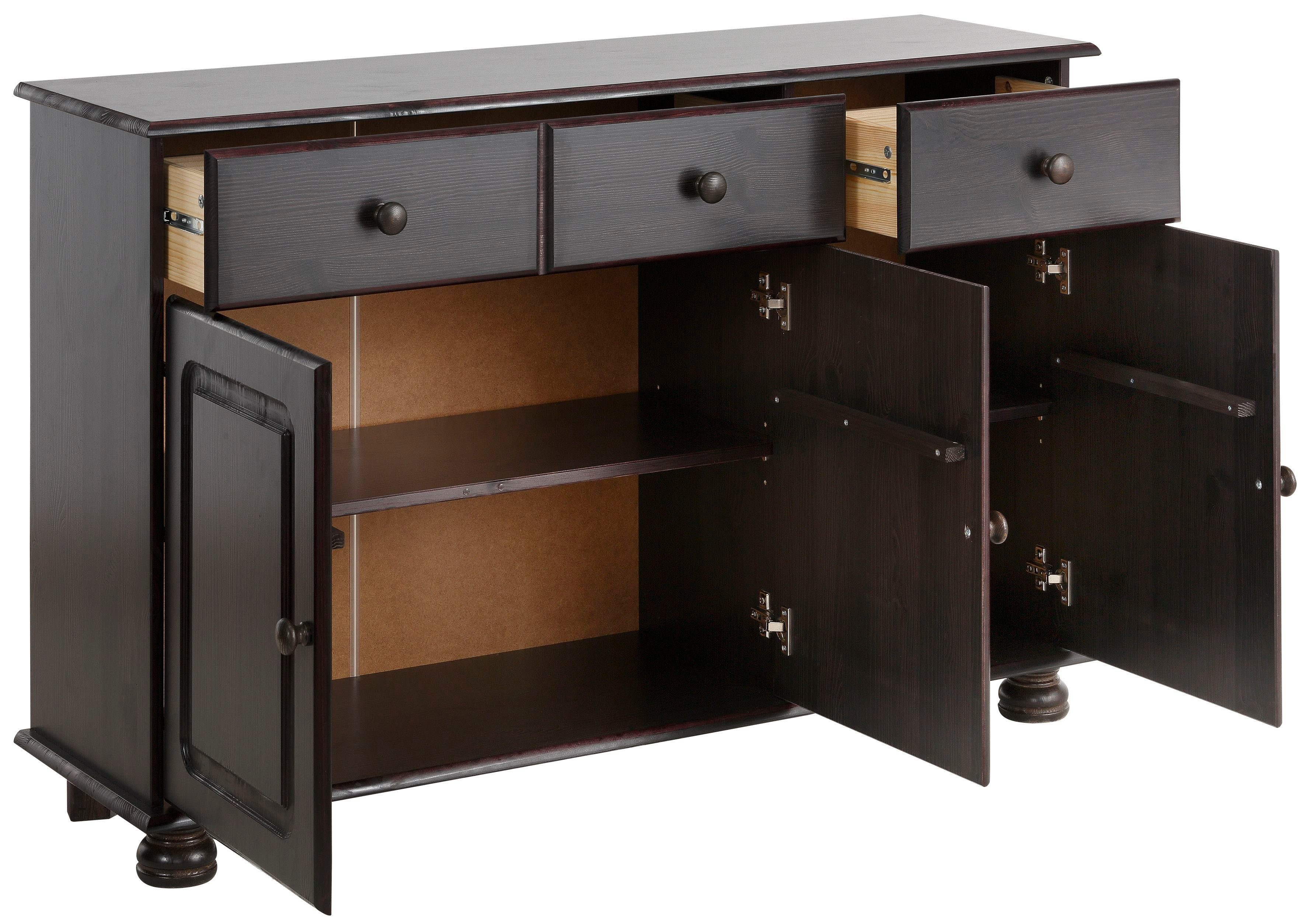 Home affaire Sideboard Mette, mit gefrästen, kugelförmigen Füßen, Breite 120 cm