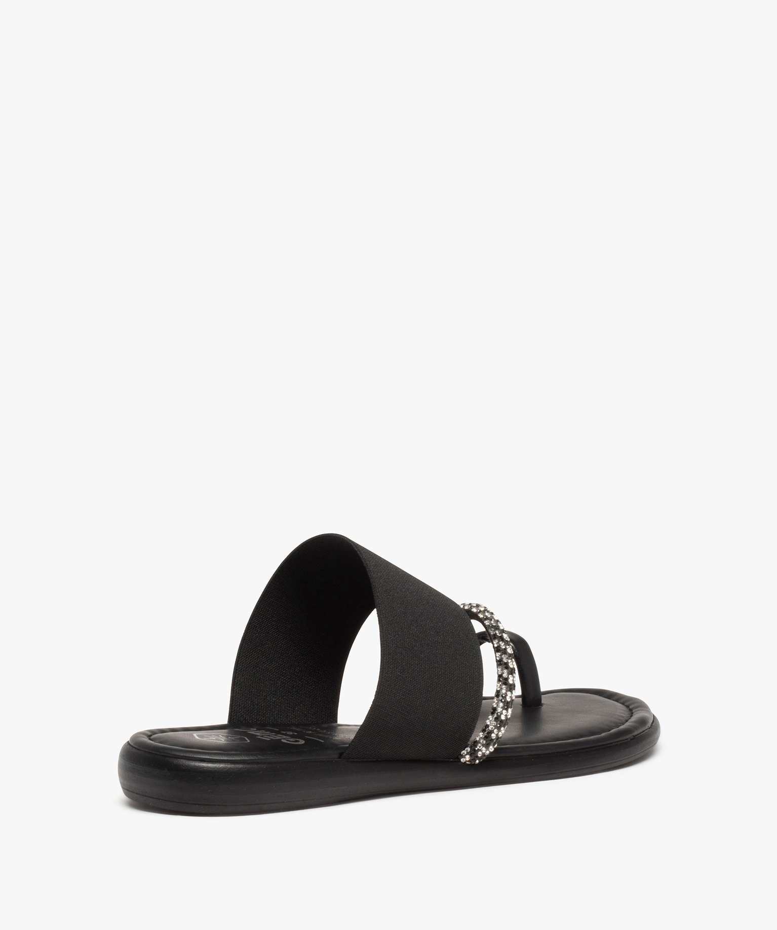 Mules femme avec bride à strass et bride élastique noir | GEMO