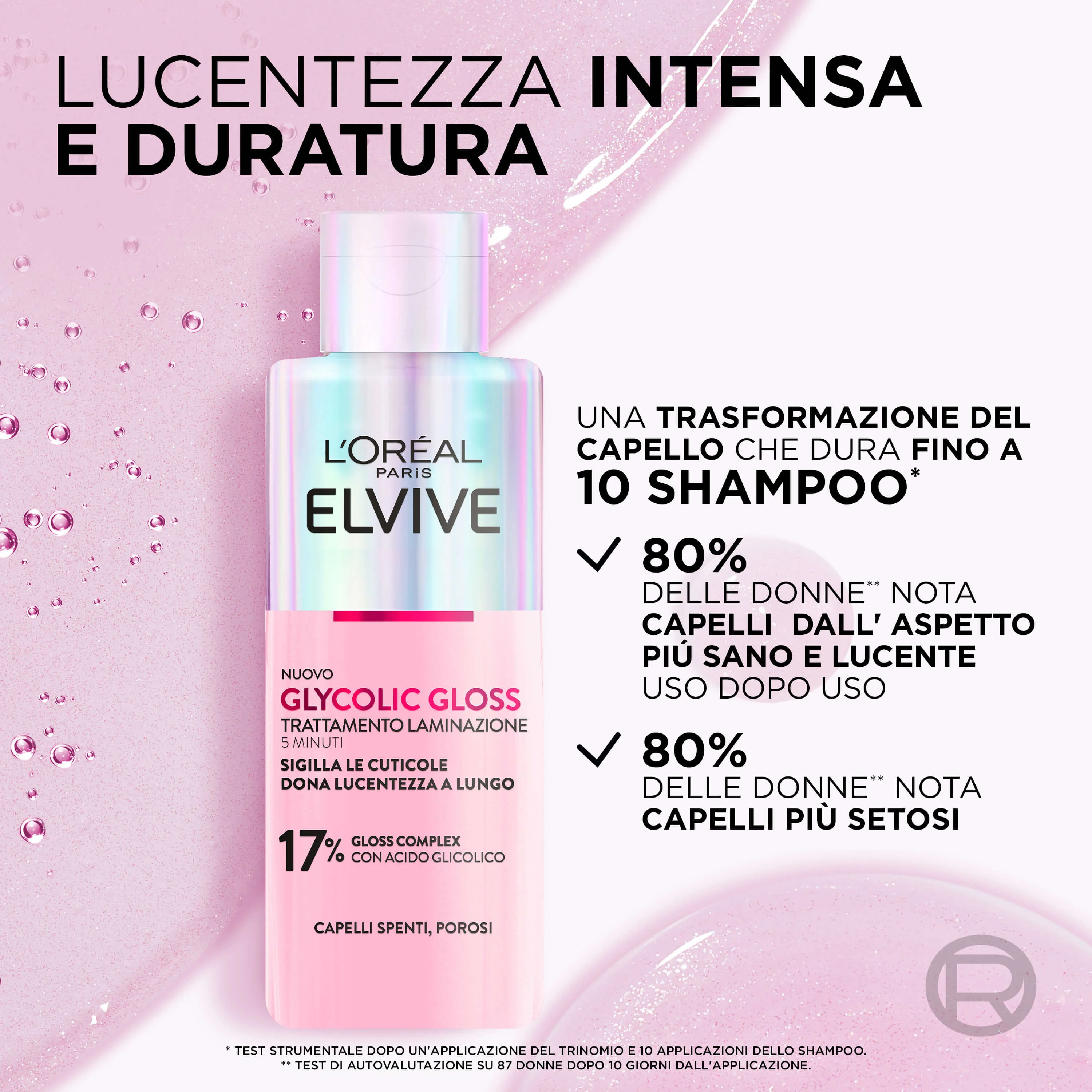 Elvive Glycolic Gloss 5-minutni tretman laminiranja s glikolnom kiselinom - sjaj za kosu, maska za posvjetljivanje kose