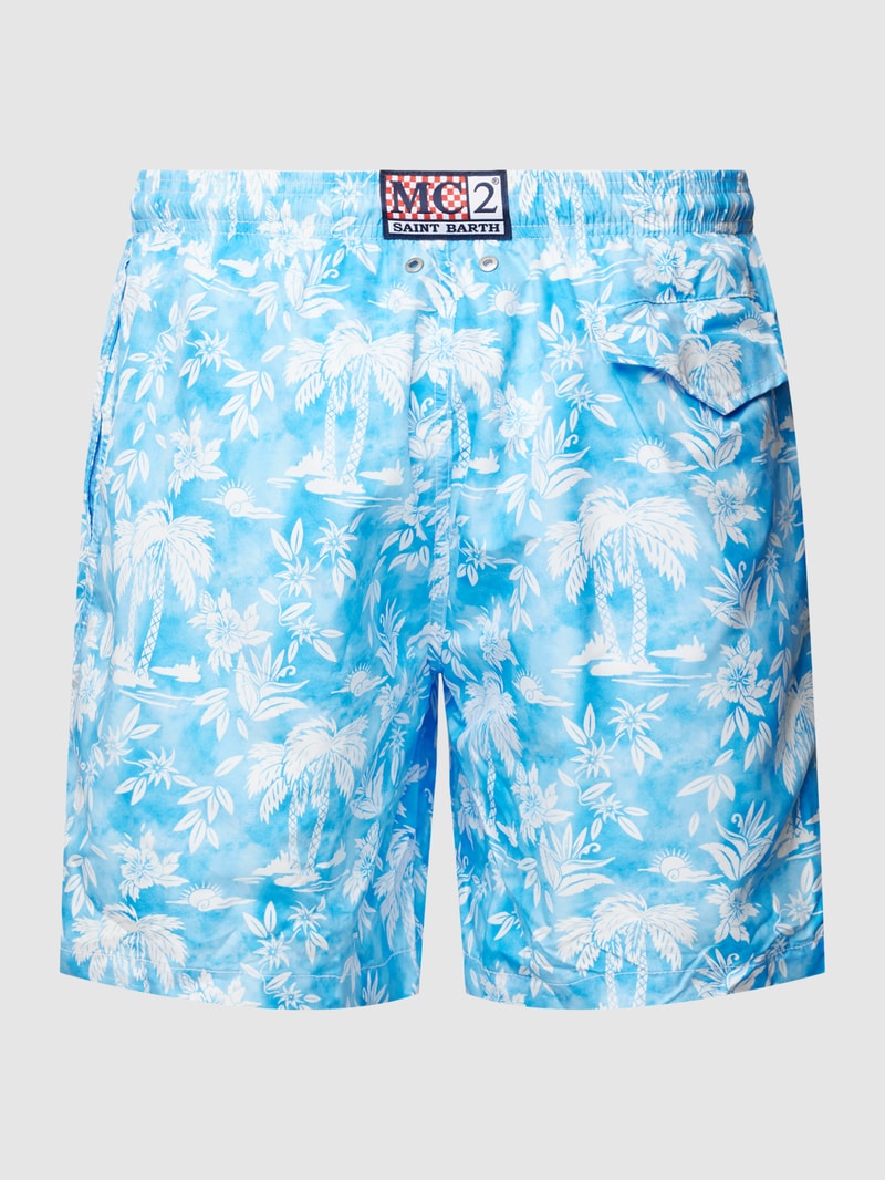 Badehose mit Allover-Print Modell 'LIGHTING' in blau