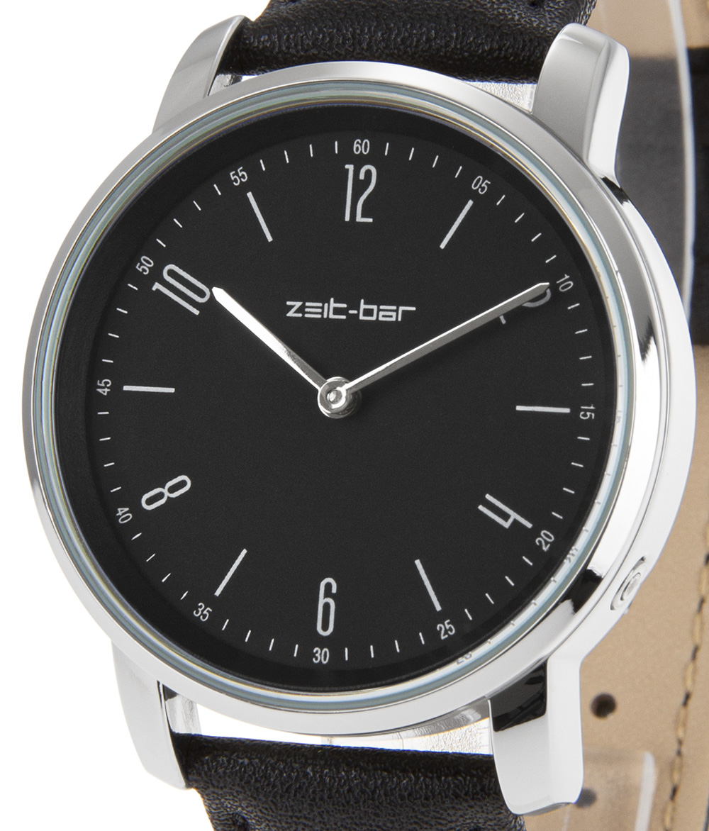 Zeit-Bar Funk-Armbanduhr Damen, Metall-Gehäuse, Leder-Uhrband