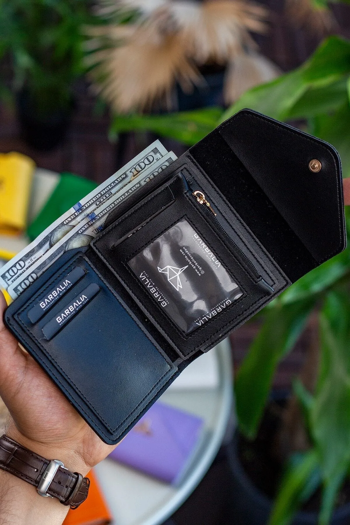 Garbalia  Columbia Mini-Damenbrieftasche aus veganem Leder in Schwarz mit Münzfach und losem Kartenhalter