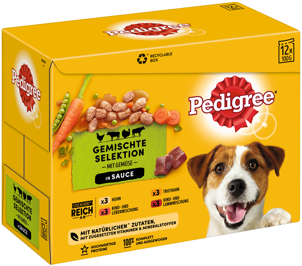 Pedigree Hundenassfutter Pedigree Multipack Portionsbeutel Gemischte Selektion in Sauce 12x100g